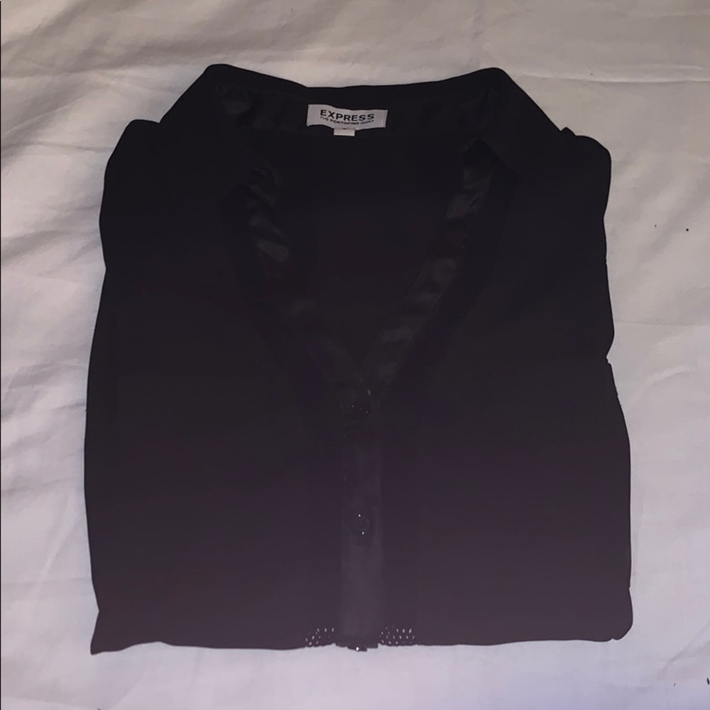 Express Black Button-Down Blouse